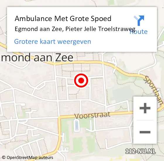 Locatie op kaart van de 112 melding: Ambulance Met Grote Spoed Naar Egmond aan Zee, Pieter Jelle Troelstraweg op 27 december 2014 10:42