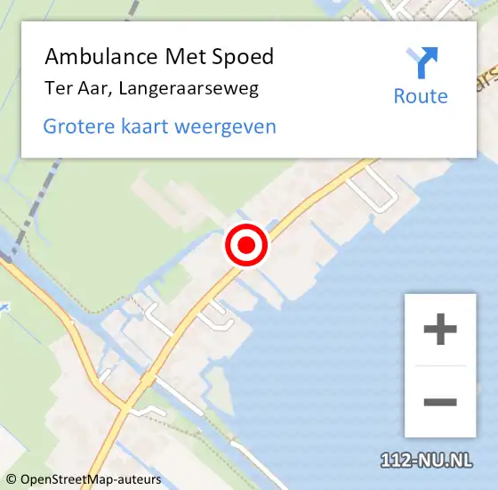 Locatie op kaart van de 112 melding: Ambulance Met Spoed Naar Ter Aar, Langeraarseweg op 27 december 2014 11:01