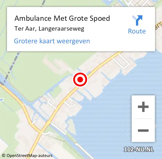 Locatie op kaart van de 112 melding: Ambulance Met Grote Spoed Naar Ter Aar, Langeraarseweg op 27 december 2014 11:06