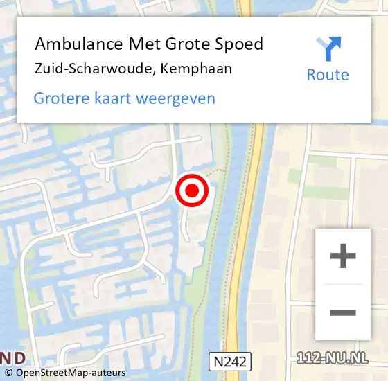 Locatie op kaart van de 112 melding: Ambulance Met Grote Spoed Naar Zuid-Scharwoude, Kemphaan op 27 december 2014 11:18