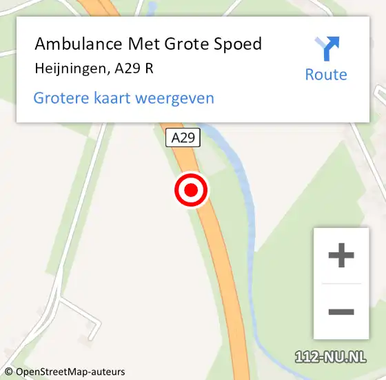 Locatie op kaart van de 112 melding: Ambulance Met Grote Spoed Naar Heijningen, A29 R hectometerpaal: 103,7 op 27 december 2014 11:27