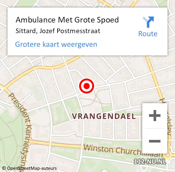 Locatie op kaart van de 112 melding: Ambulance Met Grote Spoed Naar Sittard, Jozef Postmesstraat op 27 december 2014 11:34
