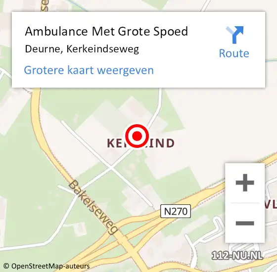 Locatie op kaart van de 112 melding: Ambulance Met Grote Spoed Naar Deurne, Kerkeindseweg op 27 december 2014 11:46