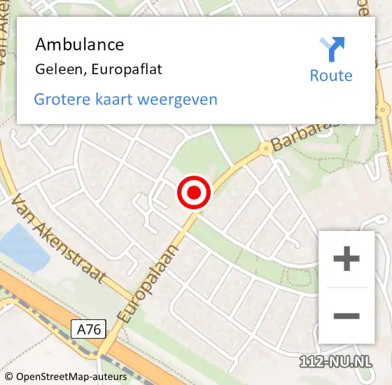 Locatie op kaart van de 112 melding: Ambulance Geleen, Europaflat op 27 december 2014 12:35