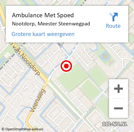 Locatie op kaart van de 112 melding: Ambulance Met Spoed Naar Nootdorp, Meester Steenwegpad op 27 december 2014 13:18