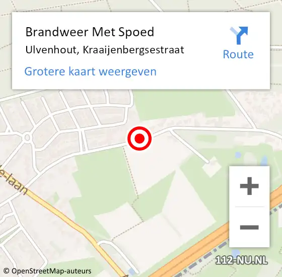 Locatie op kaart van de 112 melding: Brandweer Met Spoed Naar Ulvenhout, Kraaijenbergsestraat op 27 december 2014 13:23