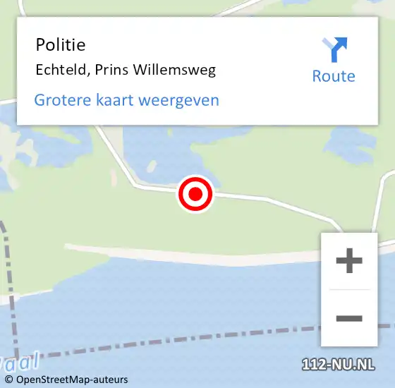 Locatie op kaart van de 112 melding: Politie Echteld, Prins Willemsweg op 27 december 2014 13:40