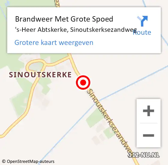 Locatie op kaart van de 112 melding: Brandweer Met Grote Spoed Naar 's-Heer Abtskerke, Sinoutskerksezandweg op 27 december 2014 13:48