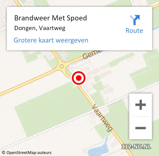 Locatie op kaart van de 112 melding: Brandweer Met Spoed Naar Dongen, Vaartweg op 27 december 2014 14:07