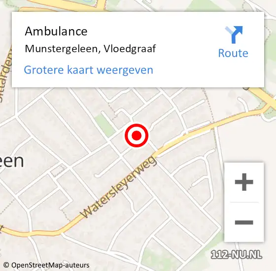 Locatie op kaart van de 112 melding: Ambulance Munstergeleen, Vloedgraaf op 27 december 2014 15:02