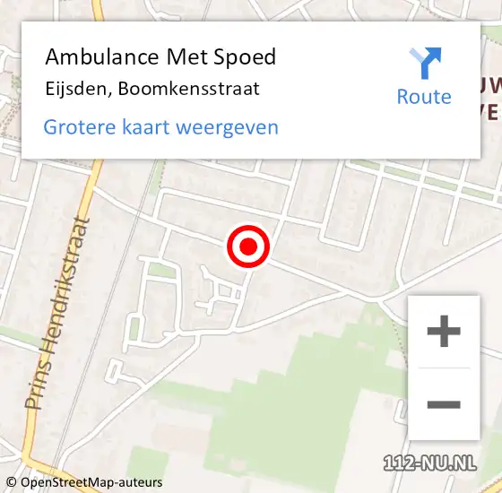 Locatie op kaart van de 112 melding: Ambulance Met Spoed Naar Eijsden, Boomkensstraat op 27 december 2014 15:14