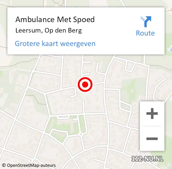 Locatie op kaart van de 112 melding: Ambulance Met Spoed Naar Leersum, Op den Berg op 27 december 2014 15:15