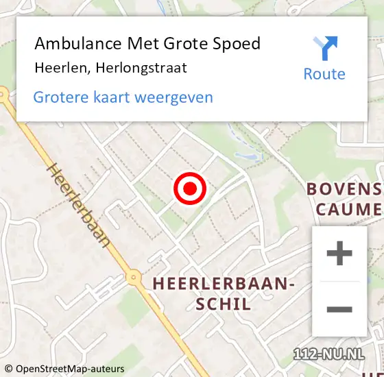 Locatie op kaart van de 112 melding: Ambulance Met Grote Spoed Naar Heerlen, Herlongstraat op 27 december 2014 15:27