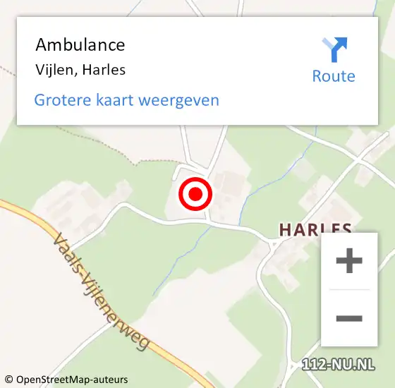 Locatie op kaart van de 112 melding: Ambulance Vijlen, Harles op 27 december 2014 15:35