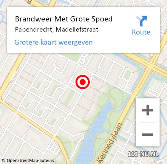 Locatie op kaart van de 112 melding: Brandweer Met Grote Spoed Naar Papendrecht, Madeliefstraat op 27 december 2014 16:03