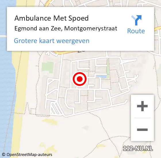 Locatie op kaart van de 112 melding: Ambulance Met Spoed Naar Egmond aan Zee, Montgomerystraat op 27 december 2014 16:18