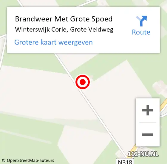 Locatie op kaart van de 112 melding: Brandweer Met Grote Spoed Naar Winterswijk Corle, Grote Veldweg op 27 december 2014 16:27