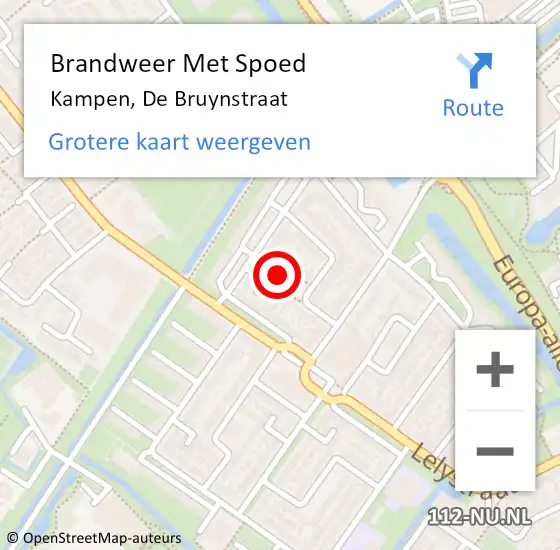 Locatie op kaart van de 112 melding: Brandweer Met Spoed Naar Kampen, De Bruynstraat op 27 december 2014 16:36