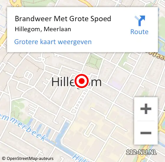 Locatie op kaart van de 112 melding: Brandweer Met Grote Spoed Naar Hillegom, Meerlaan op 25 oktober 2013 17:19