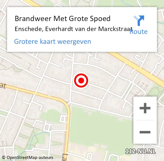 Locatie op kaart van de 112 melding: Brandweer Met Grote Spoed Naar Enschede, Everhardt van der Marckstraat op 27 december 2014 17:38