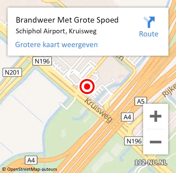 Locatie op kaart van de 112 melding: Brandweer Met Grote Spoed Naar Schiphol Airport, Kruisweg op 27 december 2014 19:14