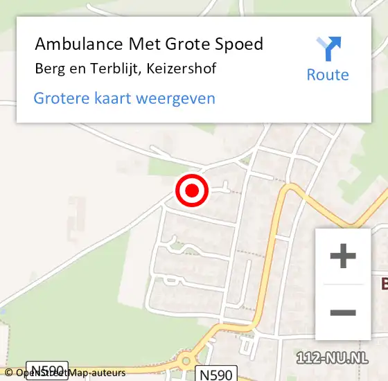 Locatie op kaart van de 112 melding: Ambulance Met Grote Spoed Naar Berg en Terblijt, Keizershof op 27 december 2014 19:21