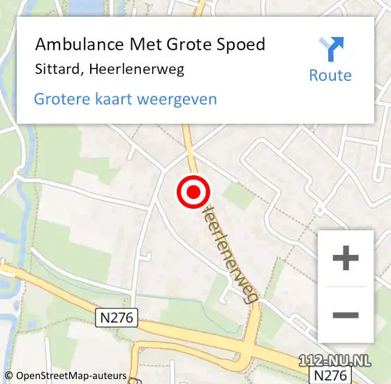 Locatie op kaart van de 112 melding: Ambulance Met Grote Spoed Naar Sittard, Heerlenerweg op 27 december 2014 19:32