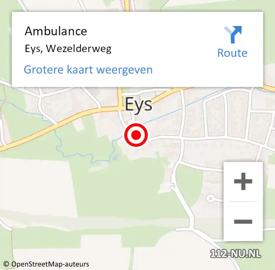 Locatie op kaart van de 112 melding: Ambulance Eys, Wezelderweg op 25 oktober 2013 17:30