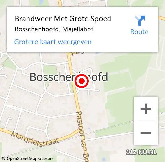 Locatie op kaart van de 112 melding: Brandweer Met Grote Spoed Naar Bosschenhoofd, Majellahof op 27 december 2014 19:48