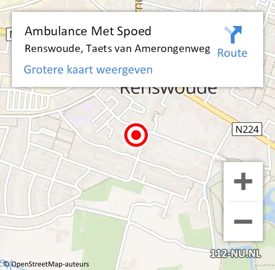 Locatie op kaart van de 112 melding: Ambulance Met Spoed Naar Renswoude, Taets van Amerongenweg op 27 december 2014 19:52