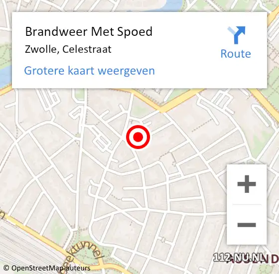 Locatie op kaart van de 112 melding: Brandweer Met Spoed Naar Zwolle, Celestraat op 27 december 2014 19:53