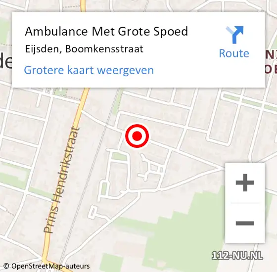 Locatie op kaart van de 112 melding: Ambulance Met Grote Spoed Naar Eijsden, Boomkensstraat op 27 december 2014 20:14