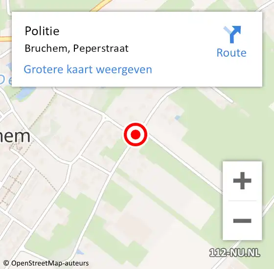 Locatie op kaart van de 112 melding: Politie Bruchem, Peperstraat op 27 december 2014 20:51