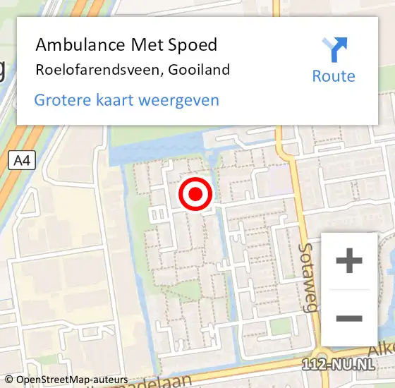 Locatie op kaart van de 112 melding: Ambulance Met Spoed Naar Roelofarendsveen, Gooiland op 27 december 2014 21:01