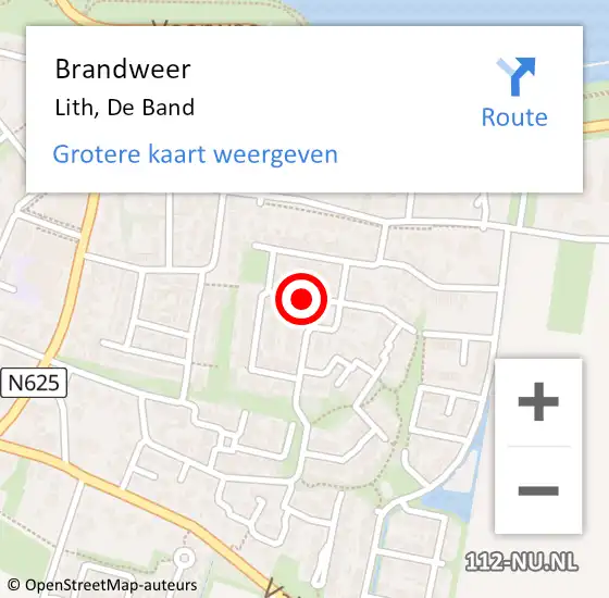 Locatie op kaart van de 112 melding: Brandweer Lith, De Band op 27 december 2014 21:25