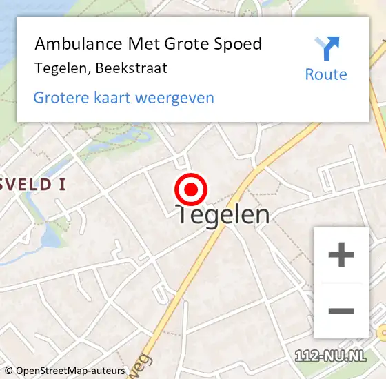 Locatie op kaart van de 112 melding: Ambulance Met Grote Spoed Naar Tegelen, Beekstraat op 27 december 2014 21:44