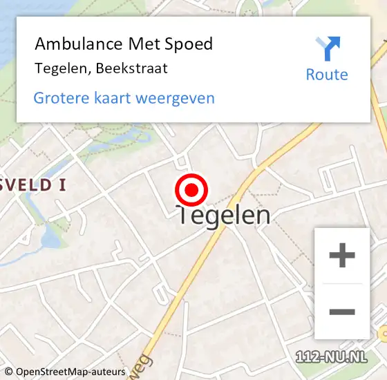 Locatie op kaart van de 112 melding: Ambulance Met Spoed Naar Tegelen, Beekstraat op 27 december 2014 21:47