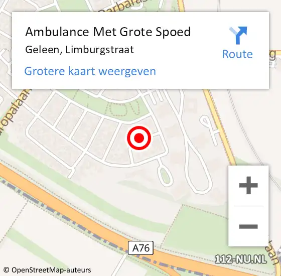 Locatie op kaart van de 112 melding: Ambulance Met Grote Spoed Naar Geleen, Limburgstraat op 27 december 2014 23:27