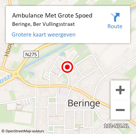 Locatie op kaart van de 112 melding: Ambulance Met Grote Spoed Naar Beringe, Ber Vullingsstraat op 27 december 2014 23:49