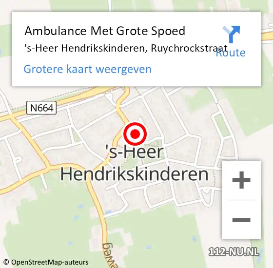 Locatie op kaart van de 112 melding: Ambulance Met Grote Spoed Naar 's-Heer Hendrikskinderen, Ruychrockstraat op 28 december 2014 00:00