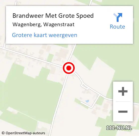 Locatie op kaart van de 112 melding: Brandweer Met Grote Spoed Naar Wagenberg, Wagenstraat op 28 december 2014 00:10