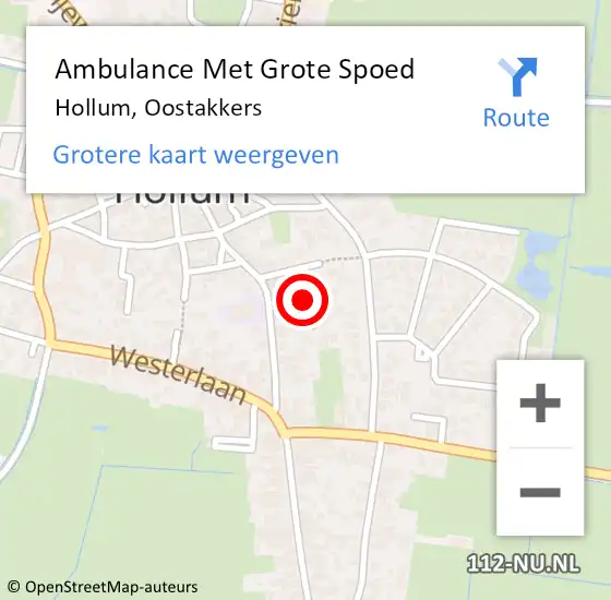 Locatie op kaart van de 112 melding: Ambulance Met Grote Spoed Naar Hollum, Oostakkers op 28 december 2014 00:22