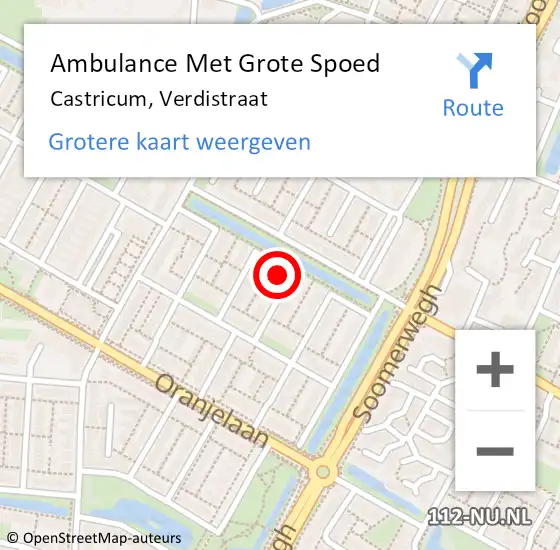 Locatie op kaart van de 112 melding: Ambulance Met Grote Spoed Naar Castricum, Verdistraat op 28 december 2014 03:25