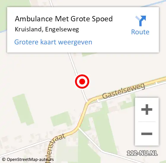 Locatie op kaart van de 112 melding: Ambulance Met Grote Spoed Naar Kruisland, Engelseweg op 28 december 2014 03:51
