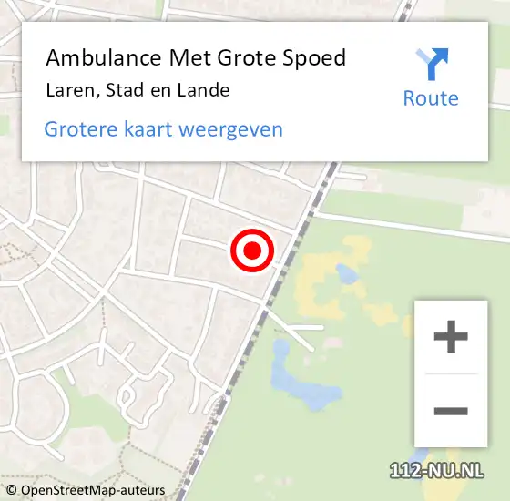 Locatie op kaart van de 112 melding: Ambulance Met Grote Spoed Naar Laren, Stad en Lande op 28 december 2014 05:34