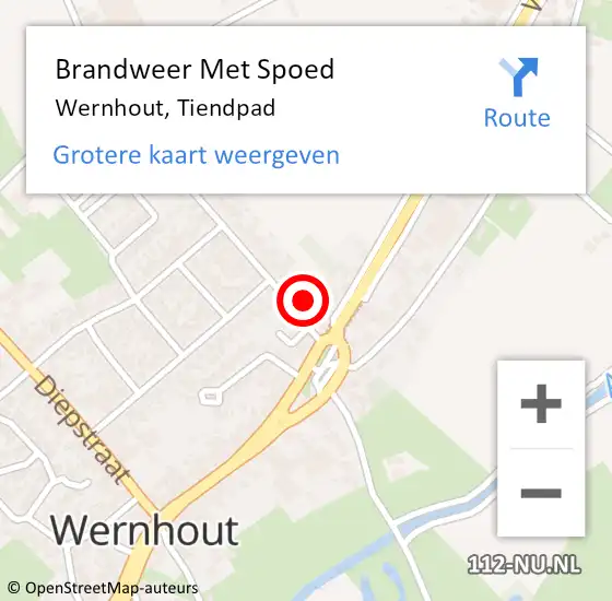 Locatie op kaart van de 112 melding: Brandweer Met Spoed Naar Wernhout, Tiendpad op 28 december 2014 06:13