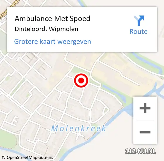 Locatie op kaart van de 112 melding: Ambulance Met Spoed Naar Dinteloord, Wipmolen op 28 december 2014 06:59