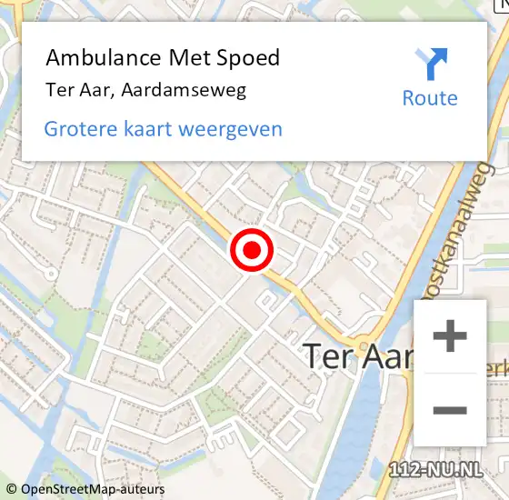 Locatie op kaart van de 112 melding: Ambulance Met Spoed Naar Ter Aar, Aardamseweg op 28 december 2014 07:21