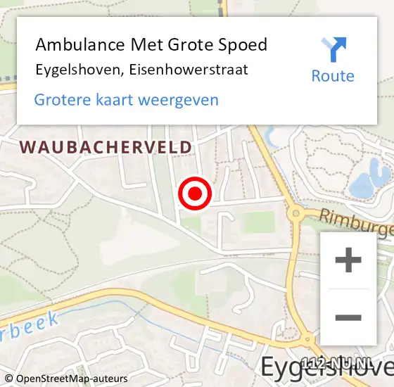 Locatie op kaart van de 112 melding: Ambulance Met Grote Spoed Naar Eygelshoven, Eisenhowerstraat op 28 december 2014 08:25
