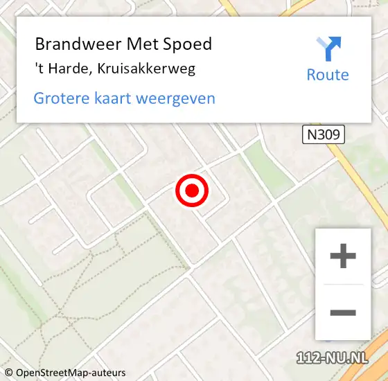 Locatie op kaart van de 112 melding: Brandweer Met Spoed Naar 't Harde, Kruisakkerweg op 10 september 2013 18:02